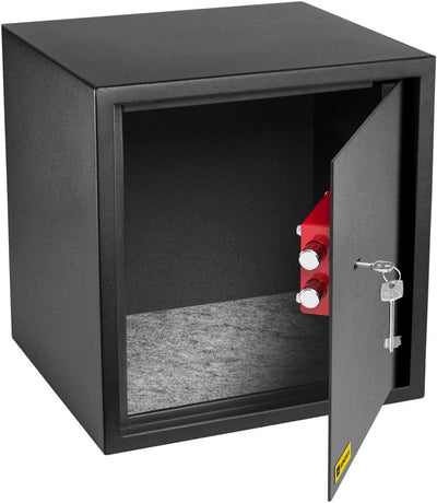 Homesafe HV38K Tresor Safe mit Schlüssel-Schloss, 38x35x35cm (HxWxD), Carbon Satin Schwarz, 38x35x35