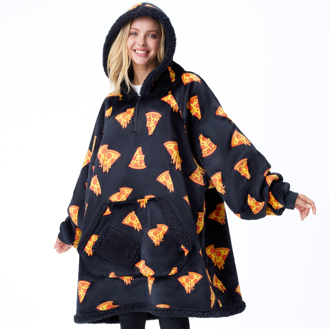 Giggling Getup tragbare Decken Hoodie – Übergrosse Flanell Sherpa Fleece Sweatshirt Decke für Erwach