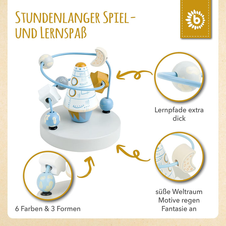 Bieco Motorikschleife Rakete | Motorikspielzeug ab 1 Jahr | Niedliches Labyrinth Spiel in Raketen De