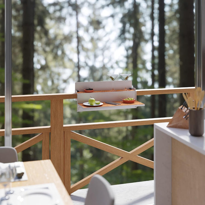 LEVIRA Beistelltische, Balkonhängetisch Klappbar, Balkontisch Hängetisch ForFun, 64 x 35 x 29 - Weis