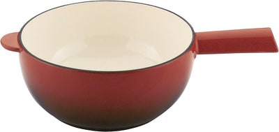 Spring Gusseisen Fondue Set rot | Ø 20 cm | mit 8 Fonduegabeln und Spritzschutz | Rechaud Brenner &