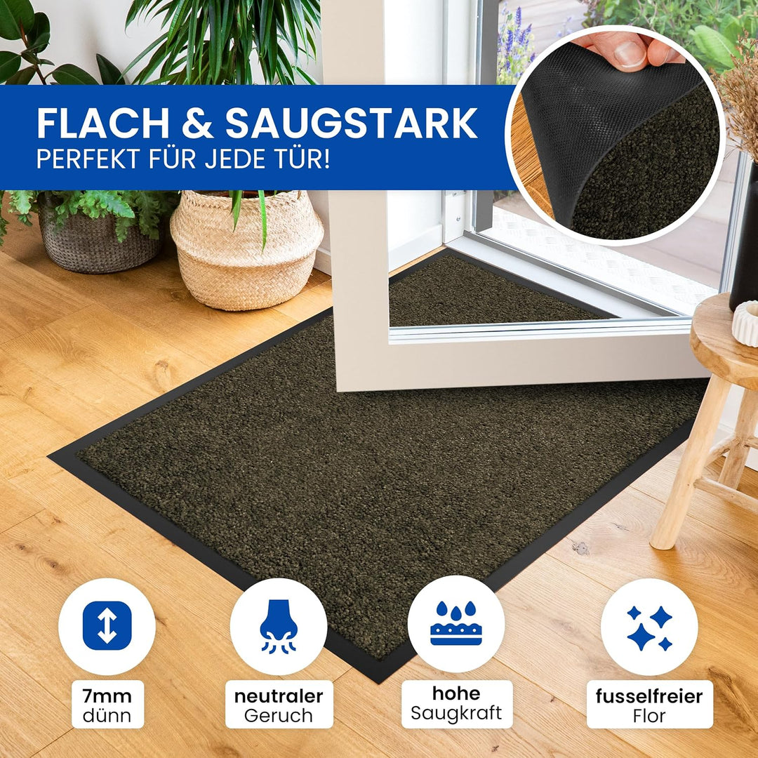 Gentle North Hochwertige Fussmatte Dunkelbraun 70x120cm gross für Innen & Aussen - Schmutzfangmatte