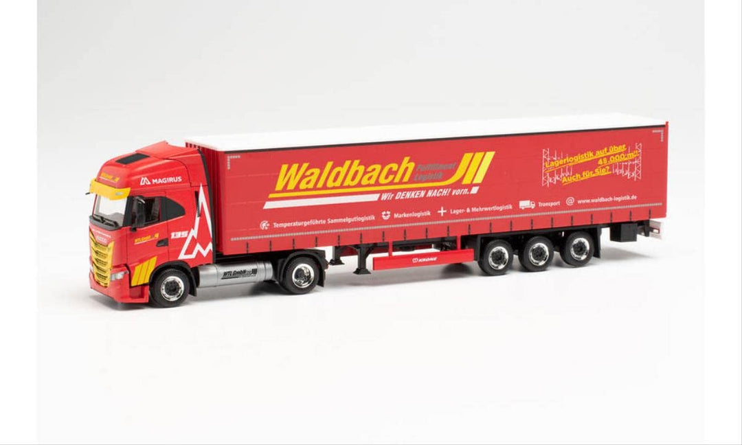 herpa 314411 Iveco S-Way LNG Gardinenplanen-Sattelzug Waldbach Logistik in Miniatur zum Basteln Samm