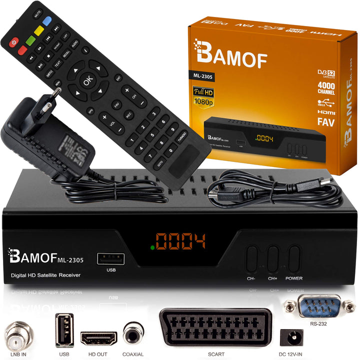 hd-line Bamof 2305 Digital Satelliten Sat Receiver - (HDTV, DVB-S/S2, HDMI, SCART, 2X USB 2.0, Full