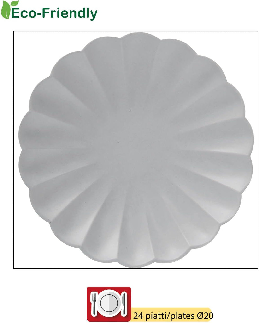 Ciao - Partygeschirr Flower Shape für 24 Personen (112 pcs: 24 Pappteller Ø23cm, 24 Pappteller Ø18cm