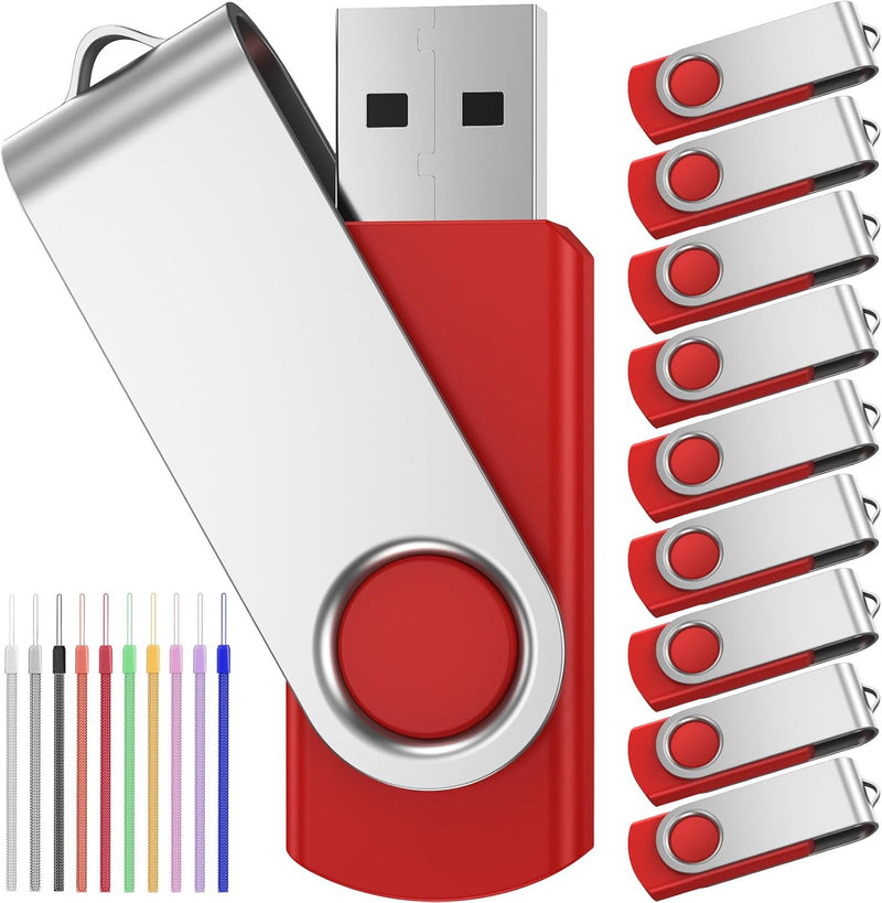 10 Stück Speichersticks 8GB USB-Stick Einklappbar USB 2.0 Memory Sticks 8 GB Flash Drive Rote Datena