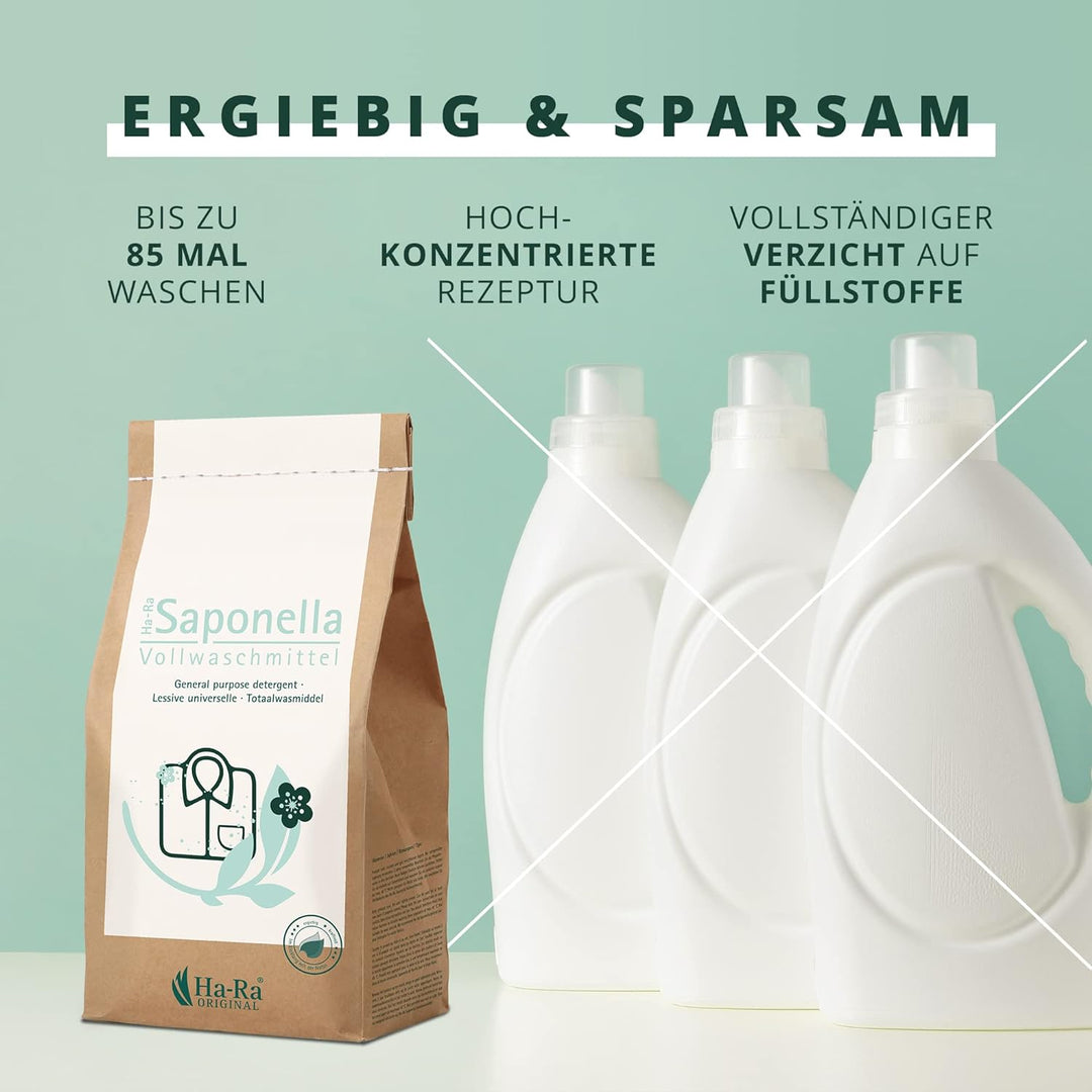 Ha-Ra Saponella Vollwaschmittel Pulver I 1,7 kg Waschpulver für Weisse Wäsche I Hochkonzentriert für