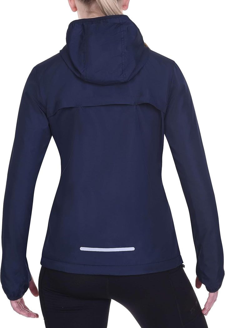 TCA Damen Lauf-Softshelljacke. Reflektierende atmungsaktive Packable-Jacke mit Reissverschlusstasche