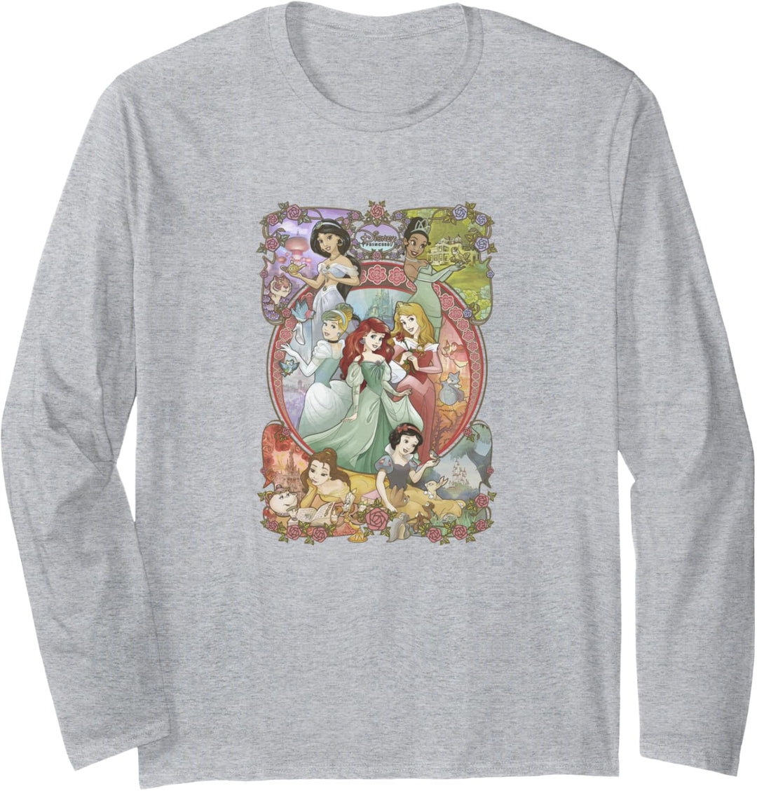 Disney Princess Classic Cartoon Group Collage Langarmshirt
