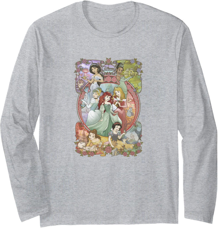 Disney Princess Classic Cartoon Group Collage Langarmshirt