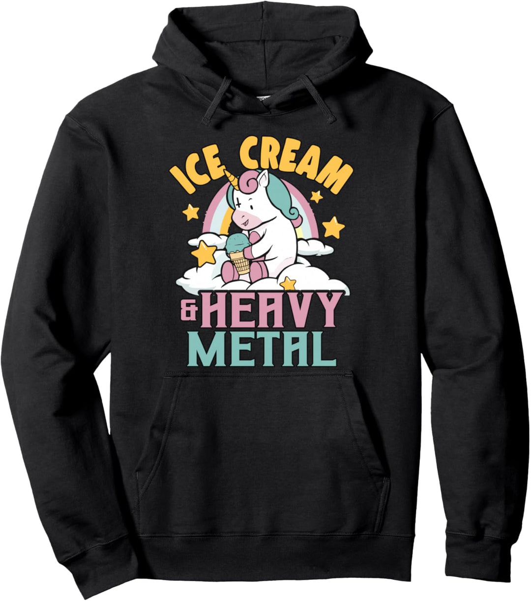 Eiscreme & Schwermetall Einhorn Metall Regenbogen Tod Metall Pullover Hoodie