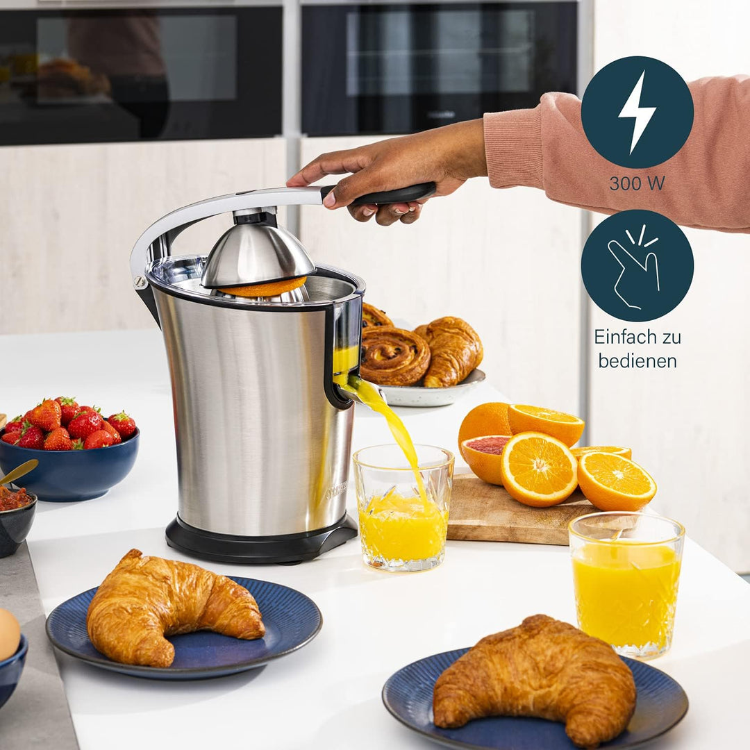 Princess Master Juicer Pro, Edelstahl Presskegel, 300 W Motor, Rostfreier Edelstahl, 201860, Silber