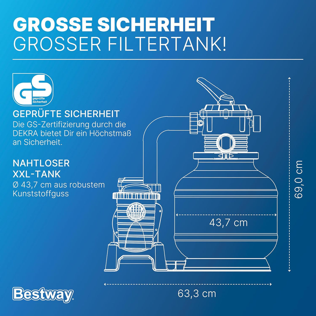 Bestway Sandfilteranlage mit Zeitschaltuhr 8.327 l/h, 280 W