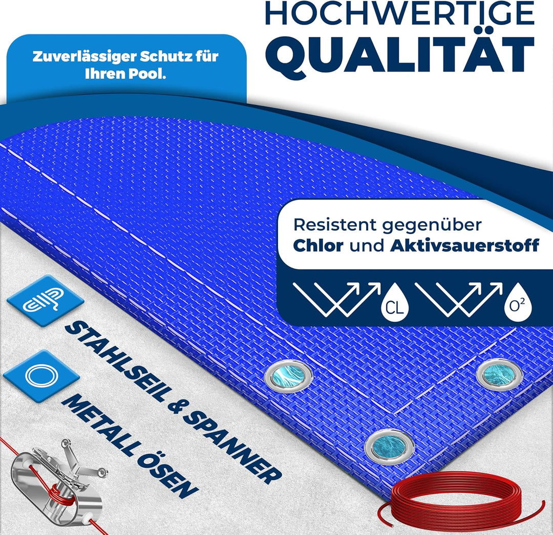 KESSER® Solar Poolabdeckung Pool Abdeckplane Rechteckig 410x220cm Poolplane 200g/m² PE Material Inkl