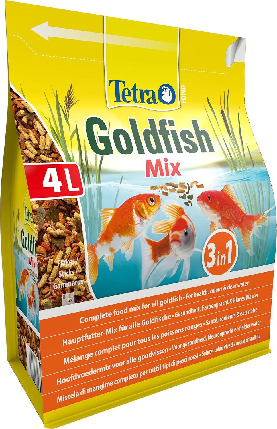 Tetra Pond Goldfish Fischfutter - 3in1 Mix mit Flocken & Pond Sticks - Fischfutter für Teichfische,