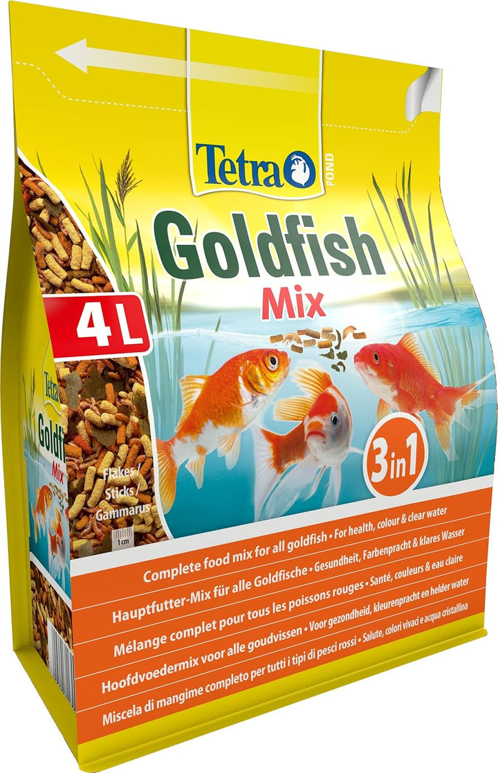 Tetra Pond Goldfish Fischfutter - 3in1 Mix mit Flocken & Pond Sticks - Fischfutter für Teichfische,