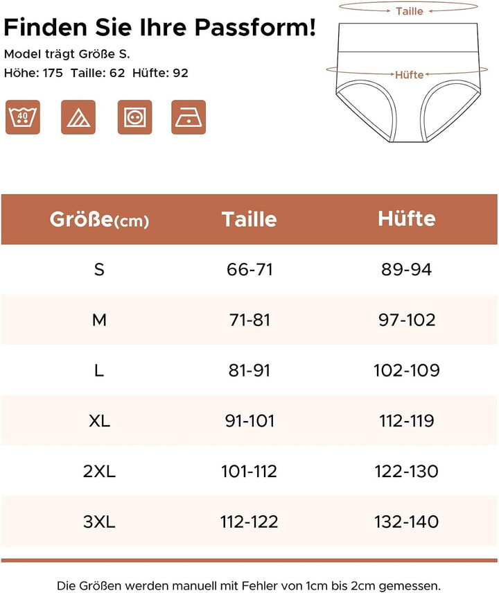 INNERSY Unterhosen Damen Hohe Taille Slip Baumwolle Unterwäsche Pantys Weiche Schlüpfer Frauen 4er P