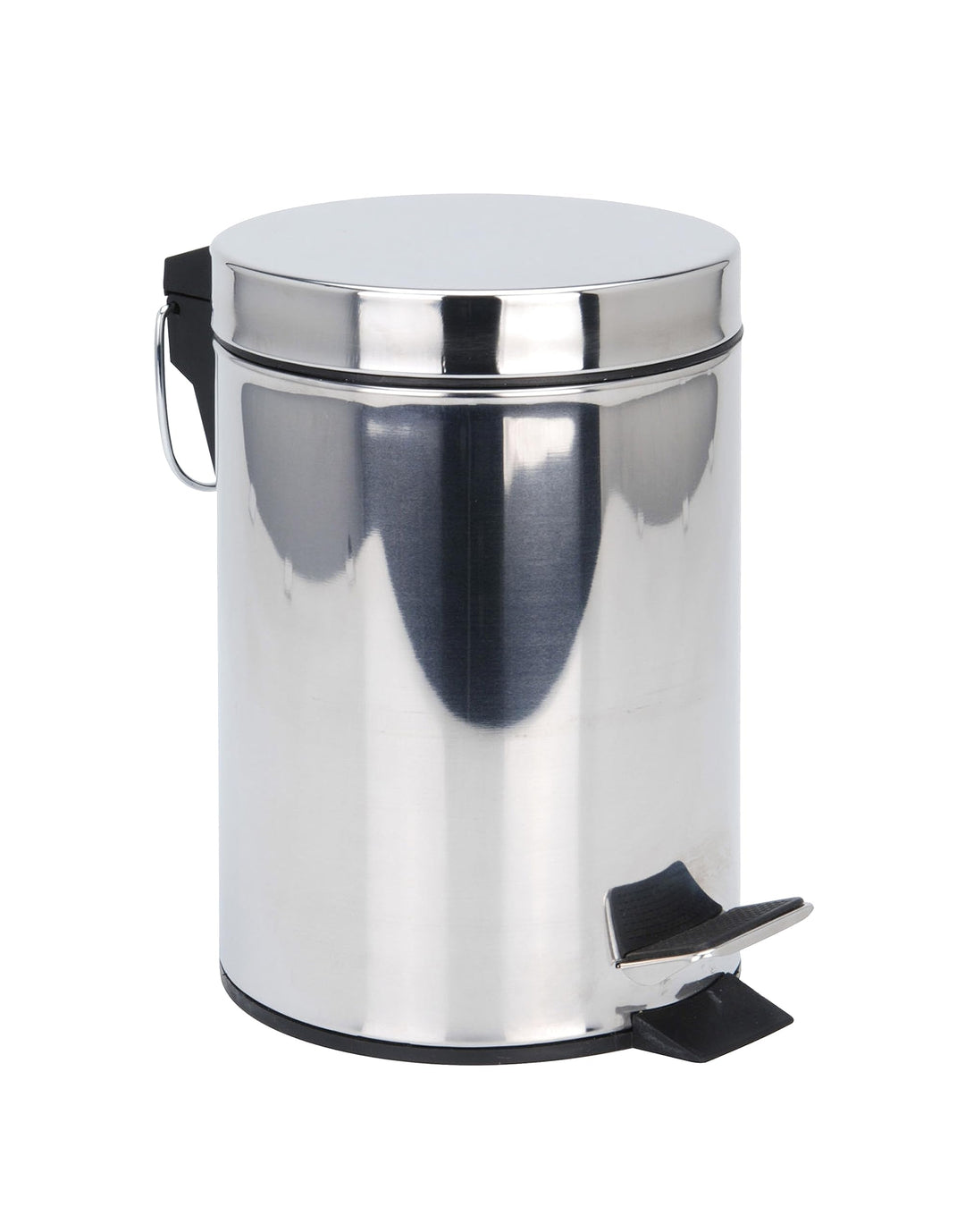Spetebo Edelstahl Tretmülleimer silber rund - 5 Liter - Metall Kosmetikeimer in zeitlosem Design - M