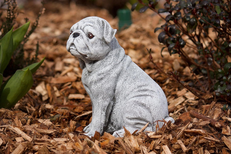 stoneandstyle Steinfigur Hund Mops, Frost- und Wetterfest, massiver Steinguss