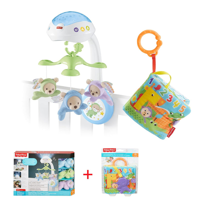 Fisher-Price Bundle Pack - 3-in-1 Traumbärchen Mobiles Nachtlicht (CDN41) + Kleines Spielbuch (FGJ40