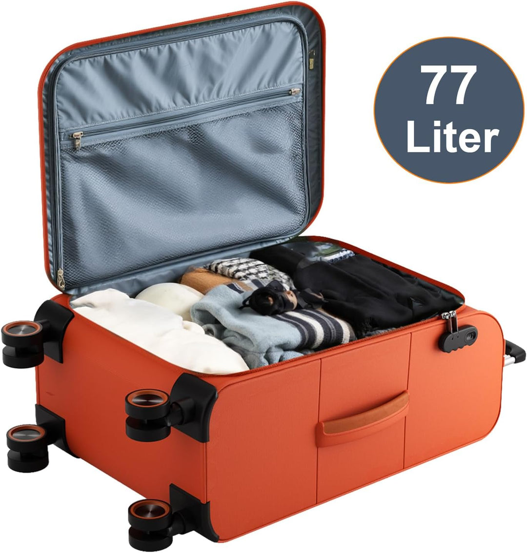 Weichschalenkoffer mittelgross 66x44x28cm - Stoff Koffer Trolley - Leicht Reisekoffer mit 4 Rollen &
