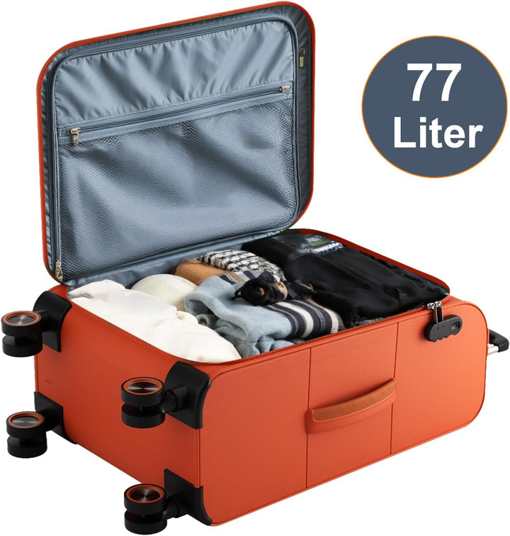Weichschalenkoffer mittelgross 66x44x28cm - Stoff Koffer Trolley - Leicht Reisekoffer mit 4 Rollen &