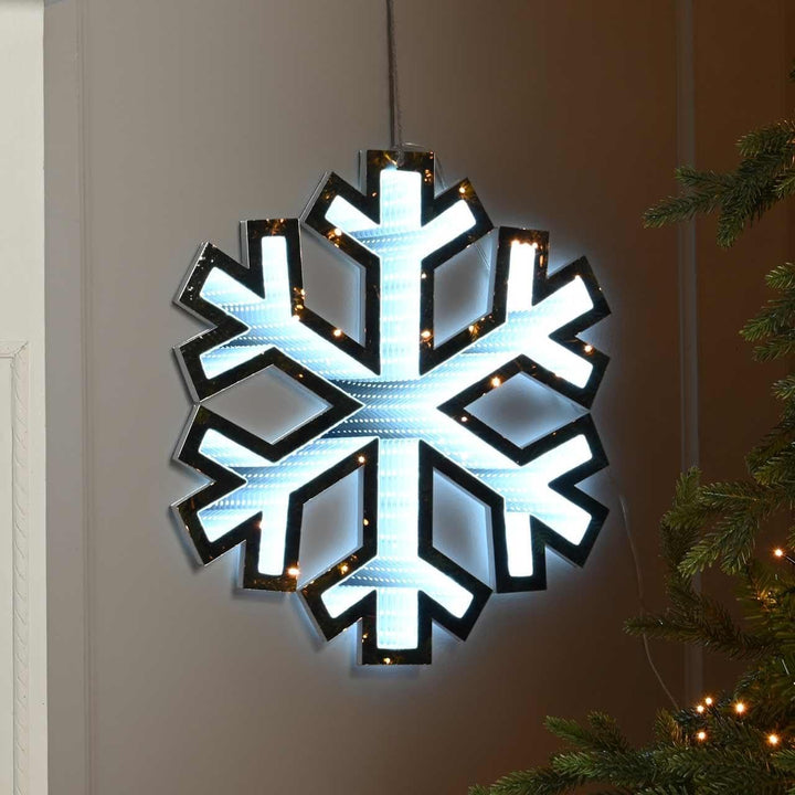 Festive 40 cm hängende Schneeflocke Unendlichkeitslicht