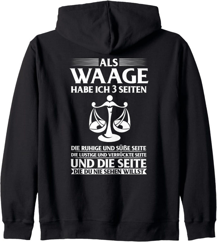 Sternzeichen Waage 3 Seiten Geburtstag Kapuzenjacke