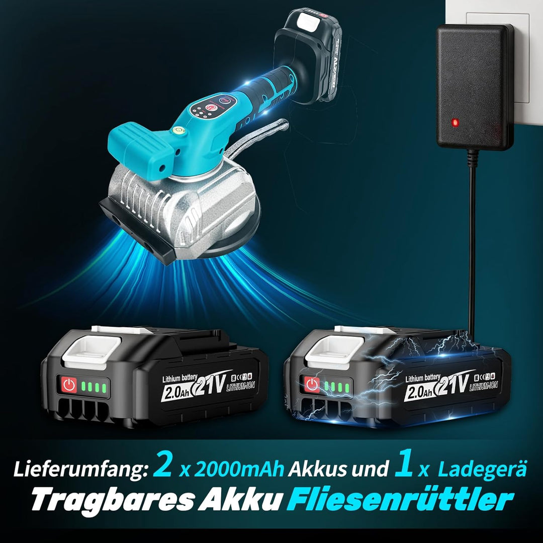 YEARTOP Akku-Fliesenrüttler für Makita 18V Akkus, Fliesenverlegemaschine mit 125mm Saugkopf &amp; 5 eins