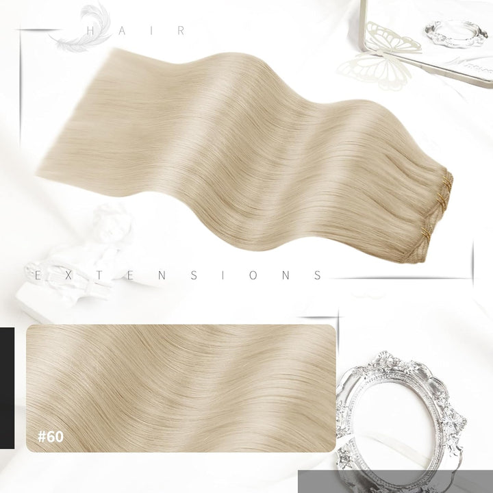 Moresoo Clip Extensions Echthaar Blond Remy Echthaar Extensions Clip Doppelt Tressen Haarverlängerun