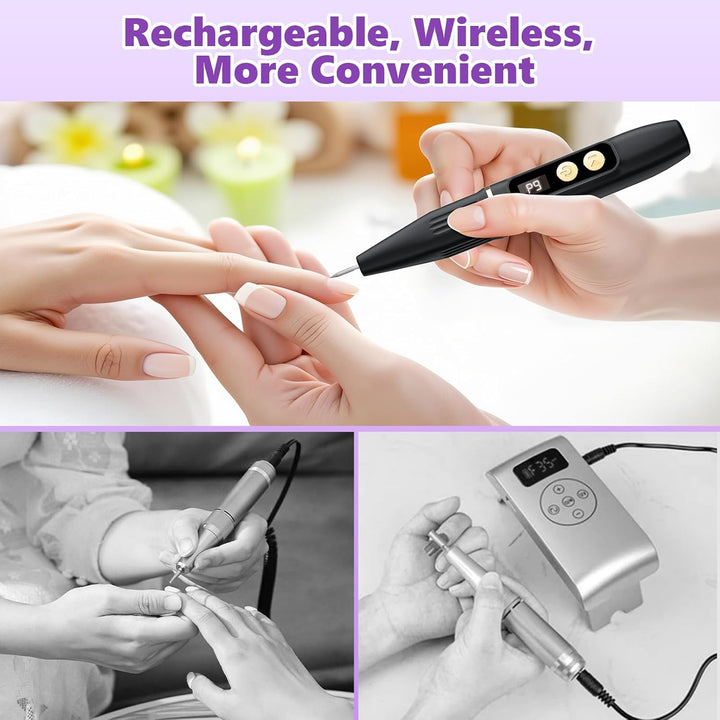 Nagelfräser Kabellos 35000 U/Min Elektrische Nagelfeile, 12 in 1 Fräser Nägel Professionell Nail Dri