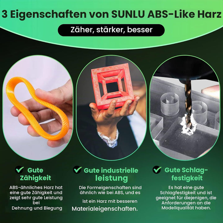 SUNLU ABS-Like 3D Drucker Resin 1KG, 405nm UV-härtendes Standard Photopolymer Schnellharz für den LC