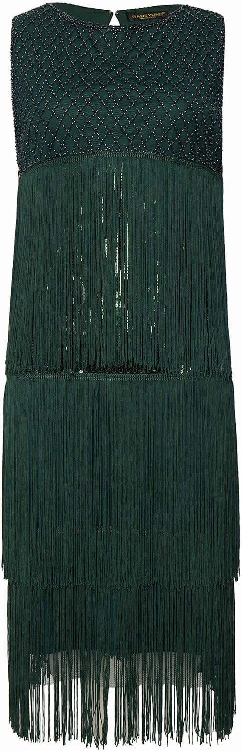 BABEYOND Women’s 1920s Charleston Dress - Knee-Length Cocktail Party Dress - 20s Flapper - Women’s G