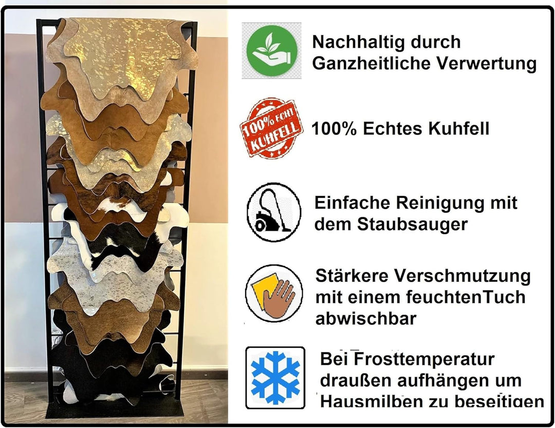 unendlich schoen – Echter Kuhfell Teppich klein, Läufer für Wohnzimmer Flur Eingangsbereich, Rinderf