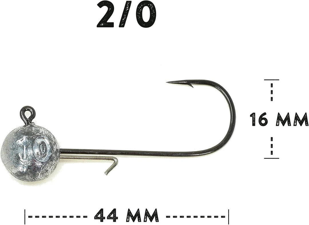 Zanderfang – Jigköpfe Angelhaken-Set Jighaken – Jigkopf Grösse 2/0 und 4/0 für Gummiköder von 8cm bi
