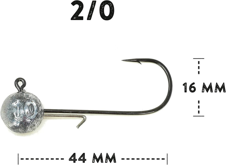 Zanderfang – Jigköpfe Angelhaken-Set Jighaken – Jigkopf Grösse 2/0 und 4/0 für Gummiköder von 8cm bi