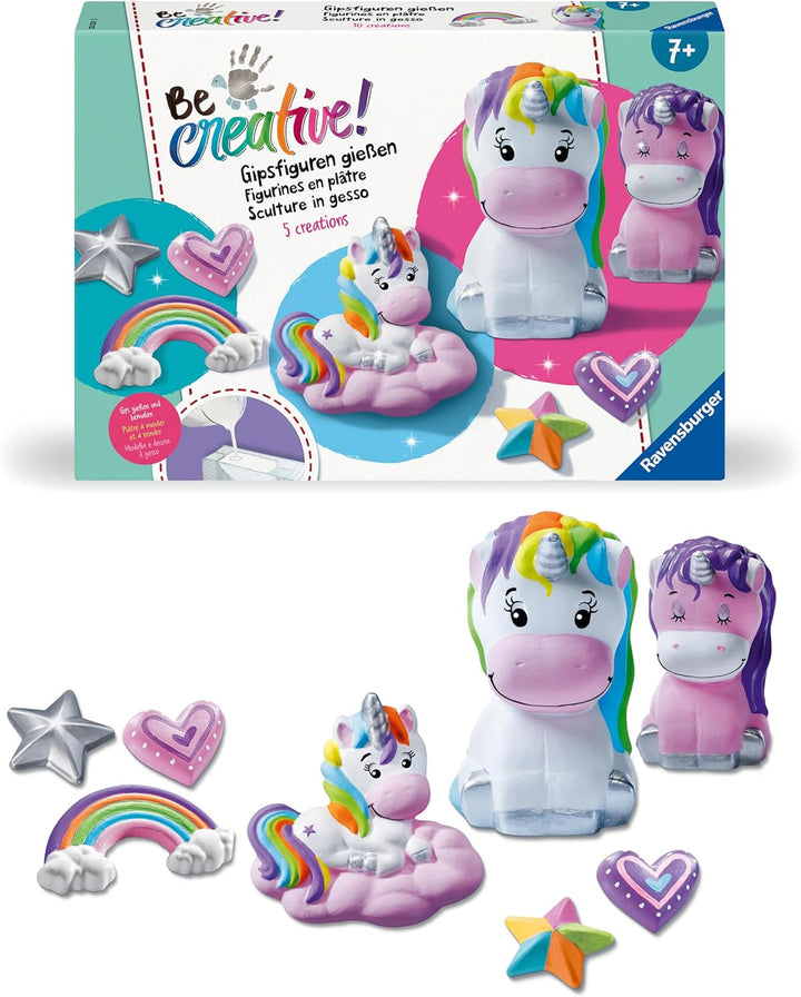 Ravensburger BeCreative Gipsgiessen Einhorn - Bastelset für Kinder ab 7 Jahren, Gipsfiguren giessen