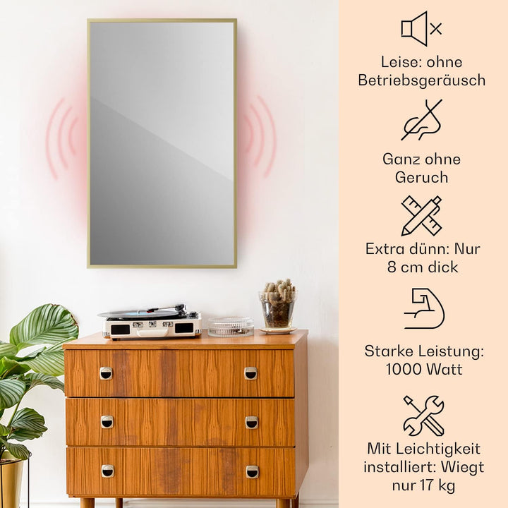 Klarstein Infrarotheizung, Infrarot Spiegelheizung Standgerät, Infrarotheizung mit Thermostat, Heizu