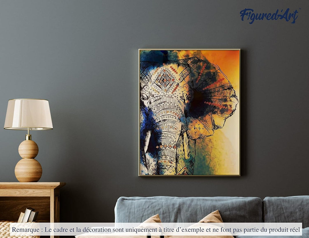 Figured'Art Malen Nach Zahlen Erwachsene Asiatischer Elefant - Paint by Numbers Basteln DIY Bastelse