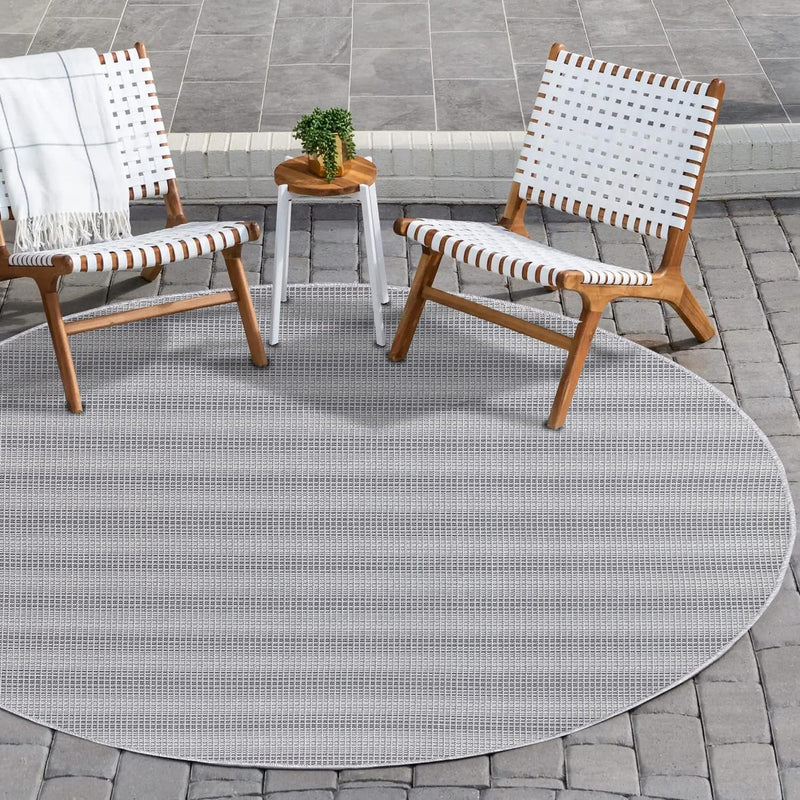 payé Outdoor Teppich Wetterfest Rund - Anthrazit - 160cm - Meliert - Küche Badezimmer Balkon Garten