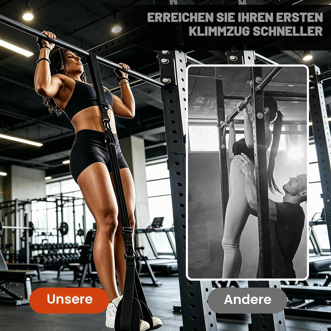 Klimmzug Bänder Set, Klimmzughilfe 75-300lbs mit Verstellbarem Widerstand und Höhe, Pull Up Band für