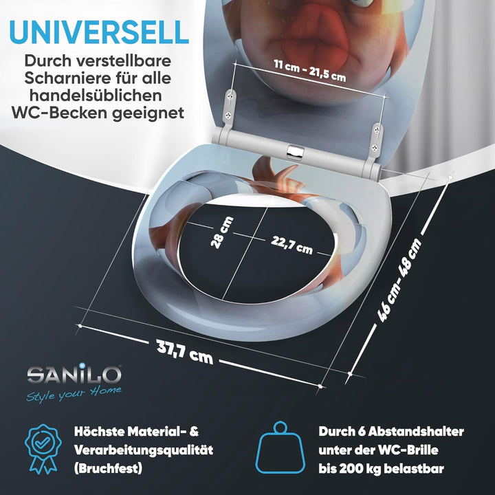 Sanilo WC-Sitz mit Absenkautomatik l Hochwertiger Toilettensitz aus Holz l Toilettendeckel in versch