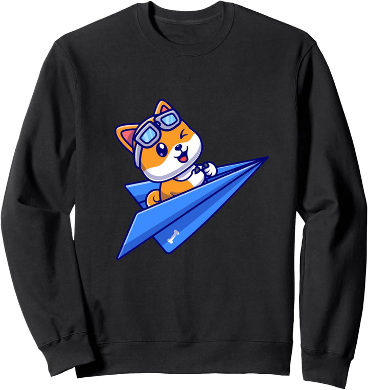 Fliegender Hund Papierflugzeug Grafikdruck Geschenk für Männer Frauen Kinder Sweatshirt