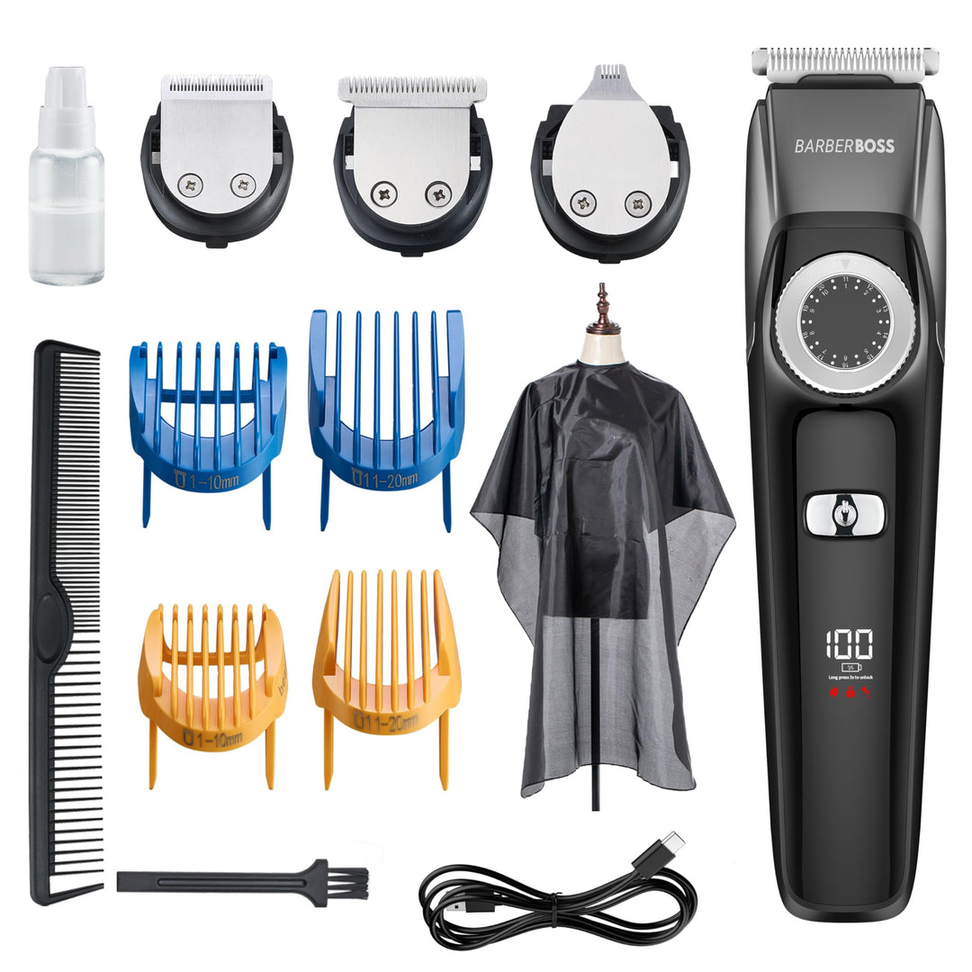 BarberBoss 3-in-1-Haar-, Bart- und Detailschneider, Haarschneider für Herren, Gesichtspflegeset, Prä