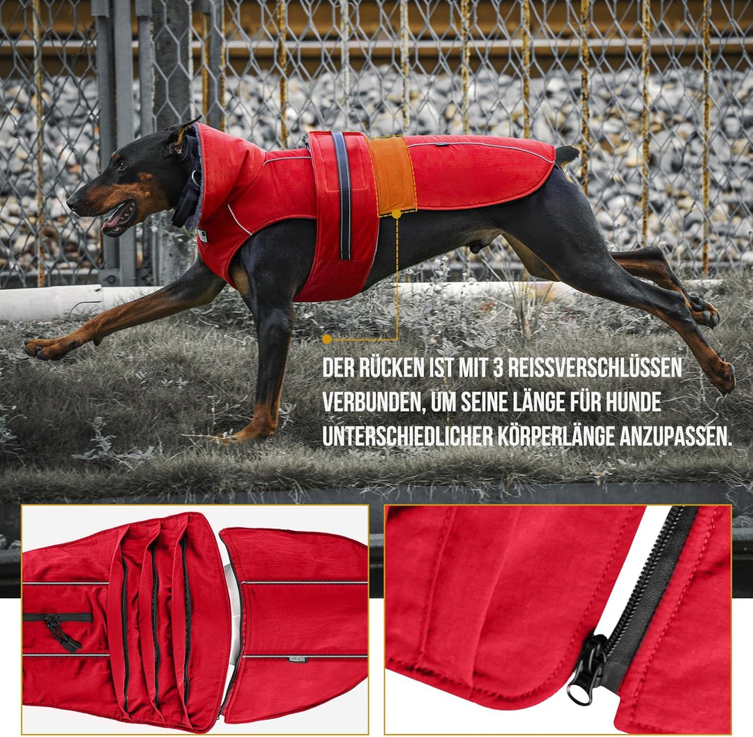 OneTigris Hundemantel, STORMWALL Wasserdicht Hundejacke mit Verstellbarer Rückenlänge Fleecefutter R