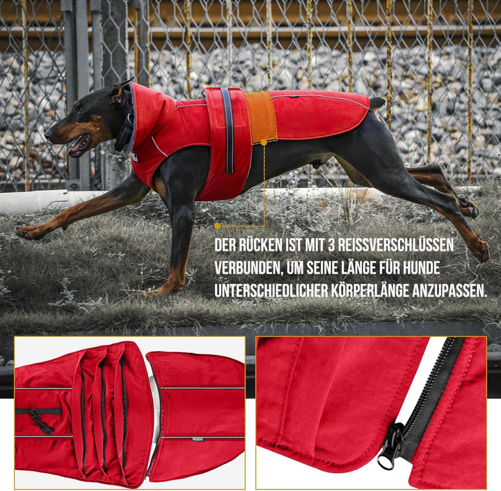 OneTigris Hundemantel, STORMWALL Wasserdicht Hundejacke mit Verstellbarer Rückenlänge Fleecefutter R