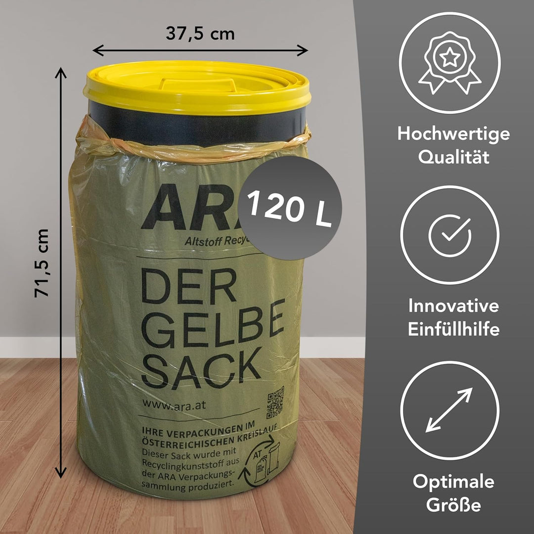 Sacktonne XXL für österreichische Gelbe Säcke (110-120L) – Robuster Bausatz mit Gummihalterung – Lan