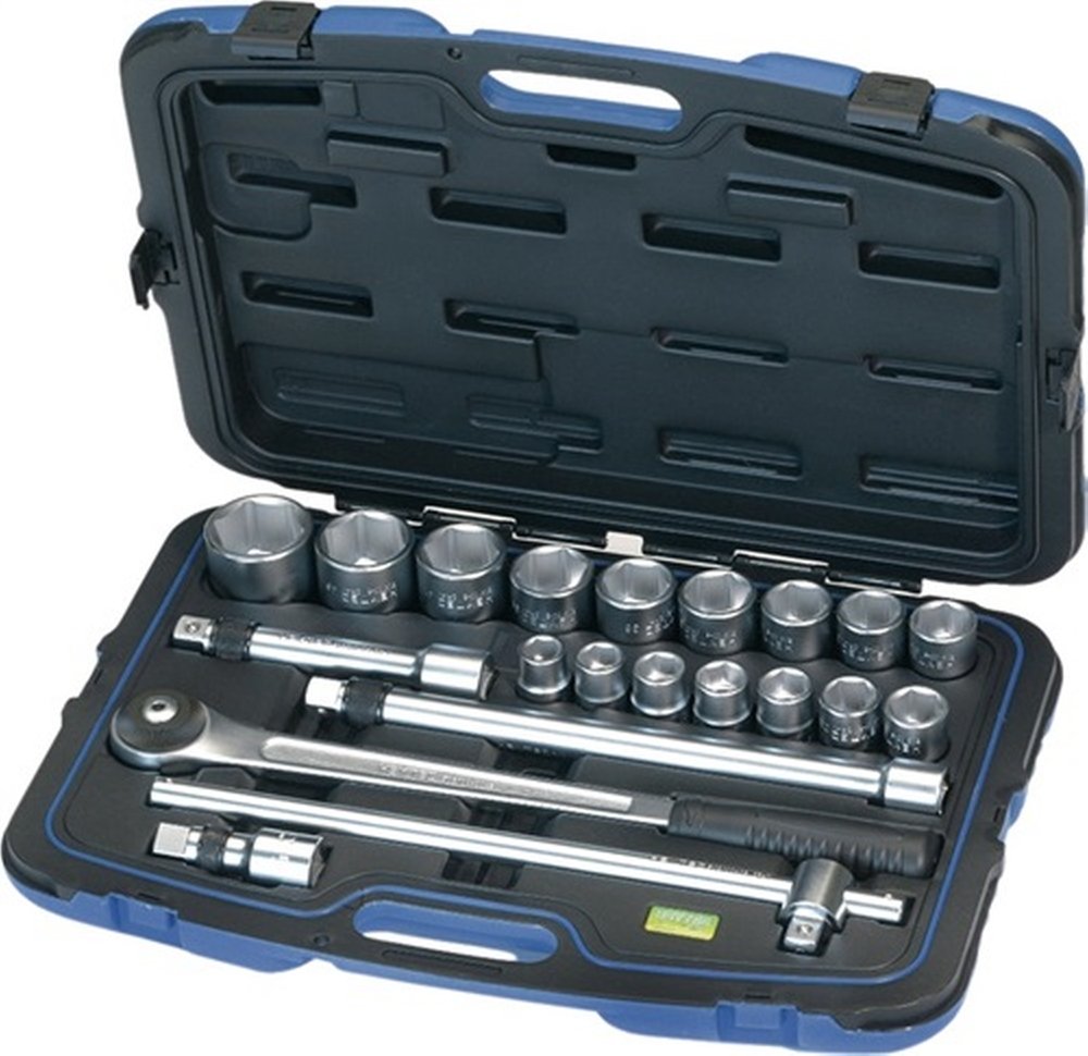 Heyco/Heytec 50810131080 Steckschlüsselgarnitur 3/4 Zoll 21-teilig im Kunststoffkoffer, Chrome Vandi