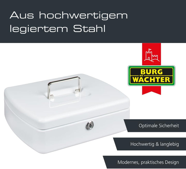 Burg-Wächter Geldkassette abschliessbar mit Schlüssel, Euro-Münzzählbrett und Zähleinsatz für Schein