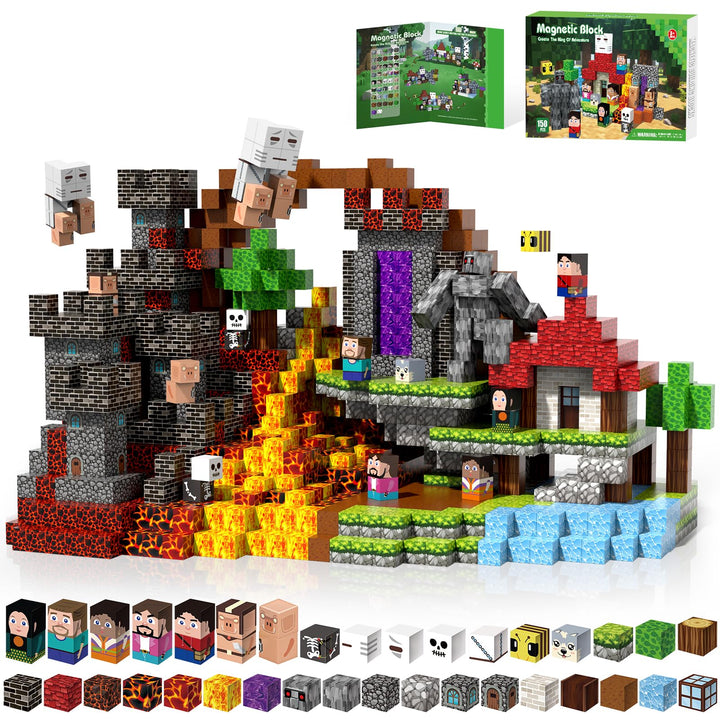 Magnetische Bausteine 150 PCS, Magnetbausteine für 3+ Jahre, Magnet Spielzeug Sets für Kinder Jungen